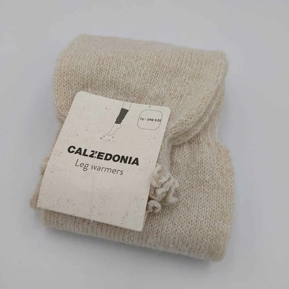 Calzedonia Women WOOL blend  Soft leg warmers Glitter Naturale/BEIGE-ONE SIZE